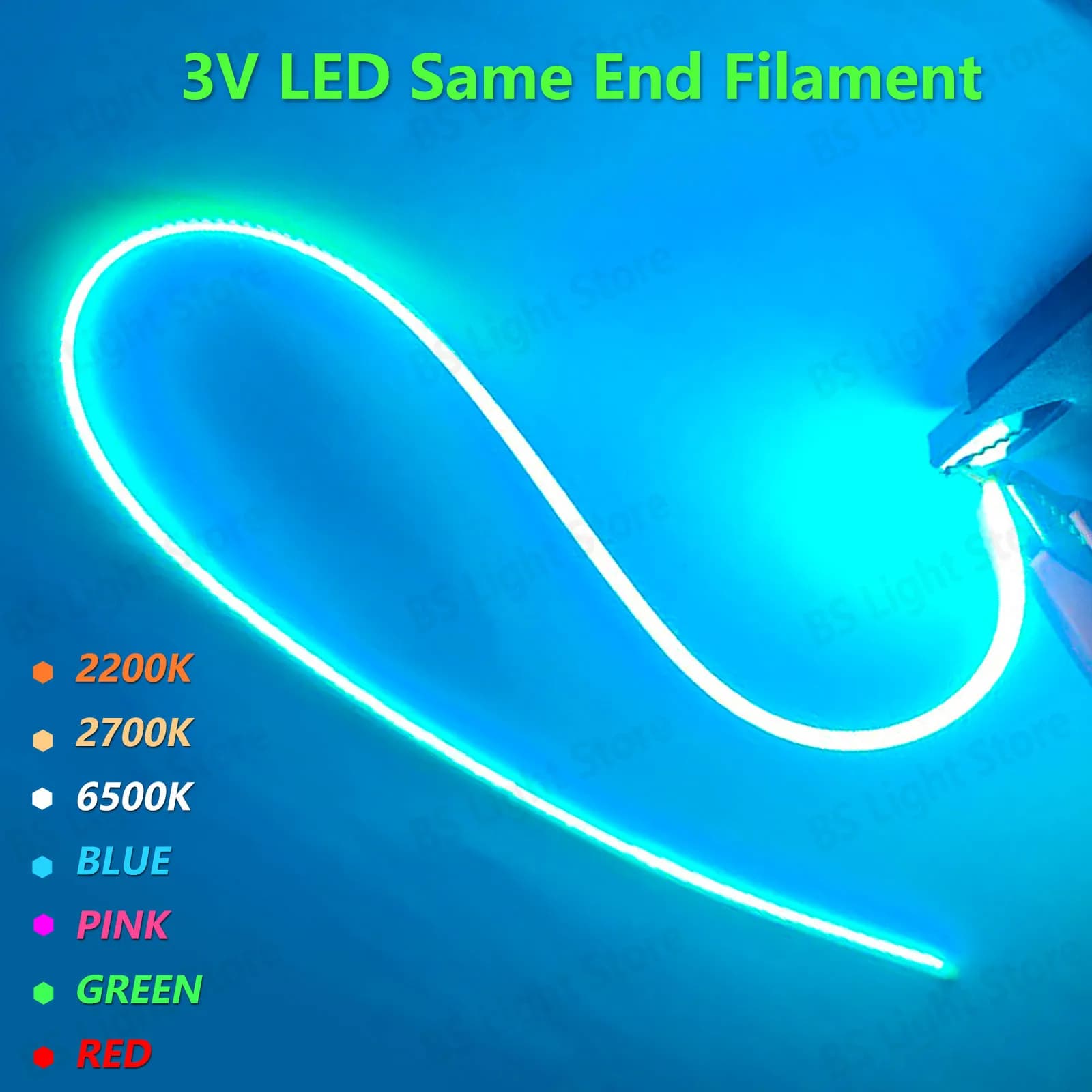 Lampadina a Filamento LED Flessibile Ultra Sottile 3V, Lampadina a Spirale Stile Retrò Edison, Parti di Illuminazione a Diodi per Decorazione