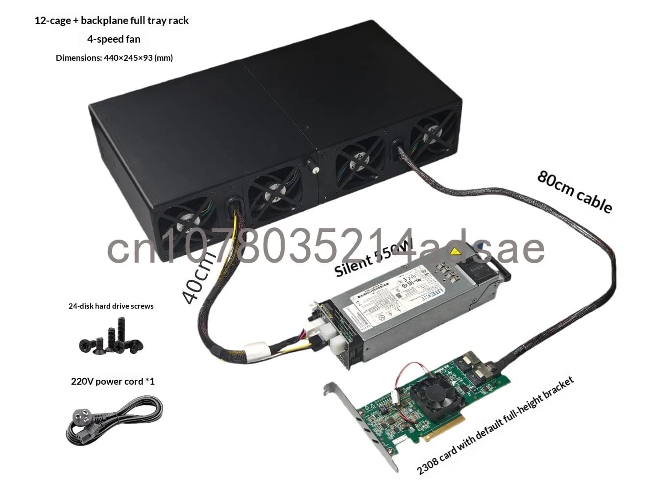 12-Bay Hard Drive Expansion Cabinet External Storage Enclosure 12G Backplane NAS