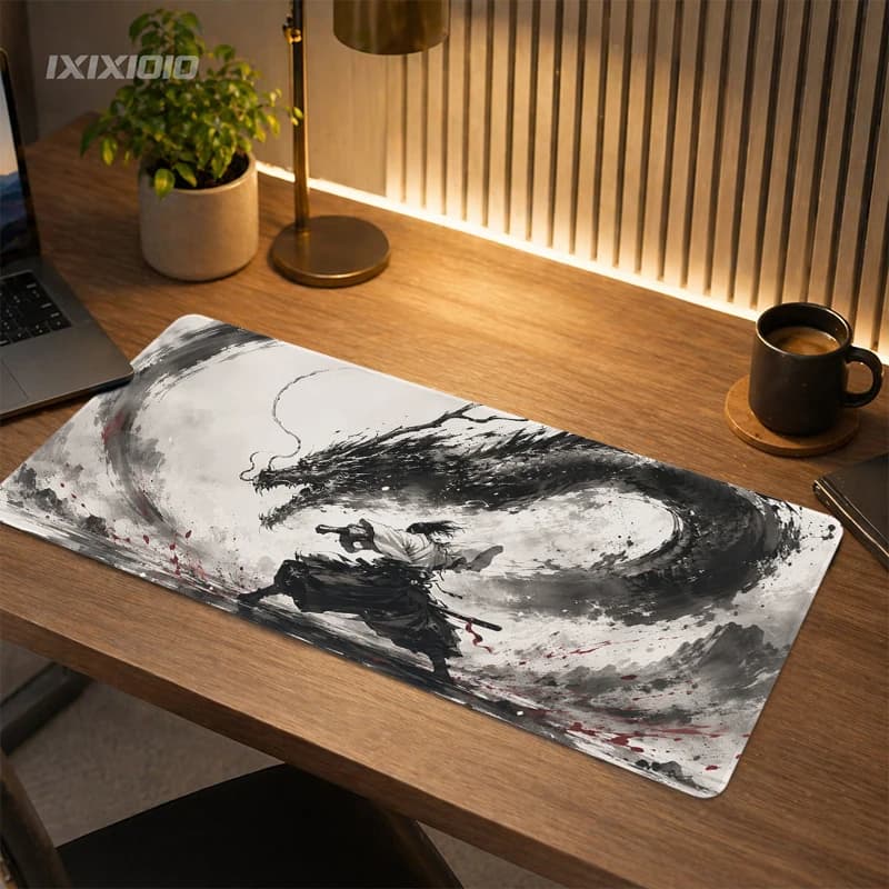 Tappetino per mouse Black Ink Dragon Gamer, stampa su richiesta, personalizzato, nuovo tappetino per mouse XXL, tappetino per tastiera meccanica, morbido tappetino per mouse per laptop
