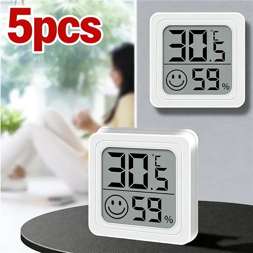 3/5PCS Mini LCD Digital Thermometer Hygrometer Indoor Room Temperature Humidity Meter Sensor Gauge Weather Station Button Cell