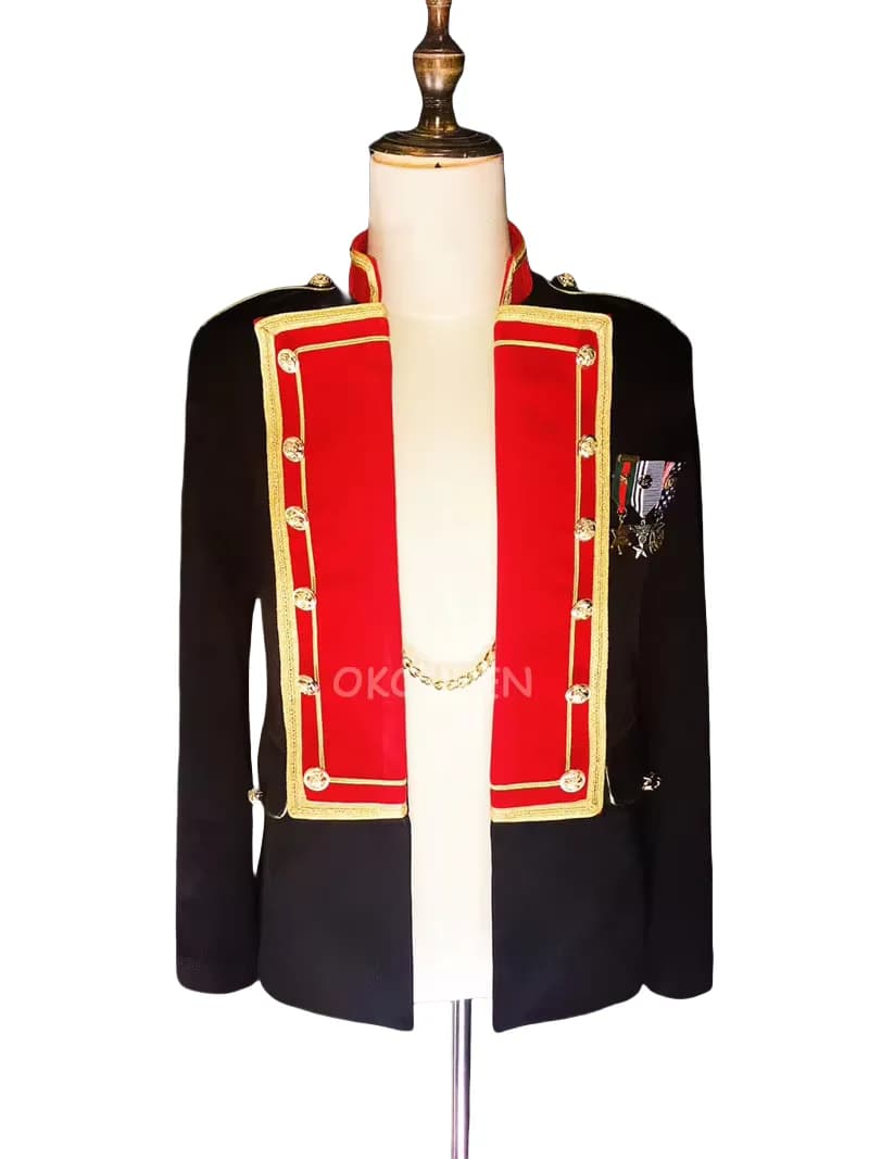 Cool Man Royal Embroidery Slim Navy Suit Jacket costumes Stage dance wear Club male singer DJ DS host dress costume
