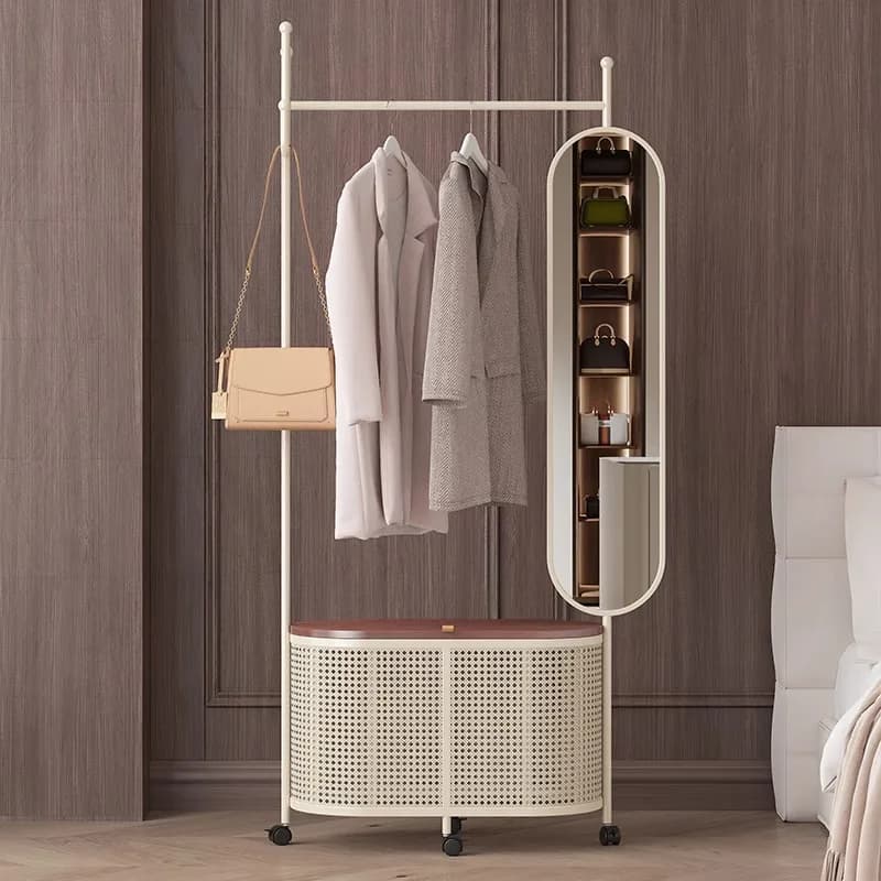 Moderno vento color crema dal pavimento al soffitto, dal pavimento al soffitto, per camera da letto, soggiorno, specchio mobile a figura intera
