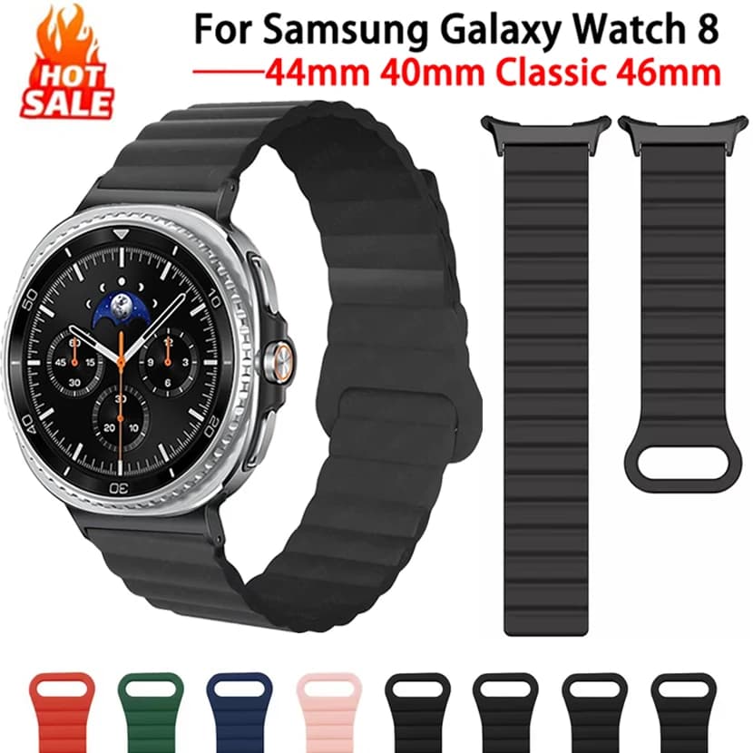 Magnetic Silicone Band For Samsung Galaxy watch 8 classic 46mm Sport replacement bracelet correa Galaxy watch 8 Strap 40mm 44mm
