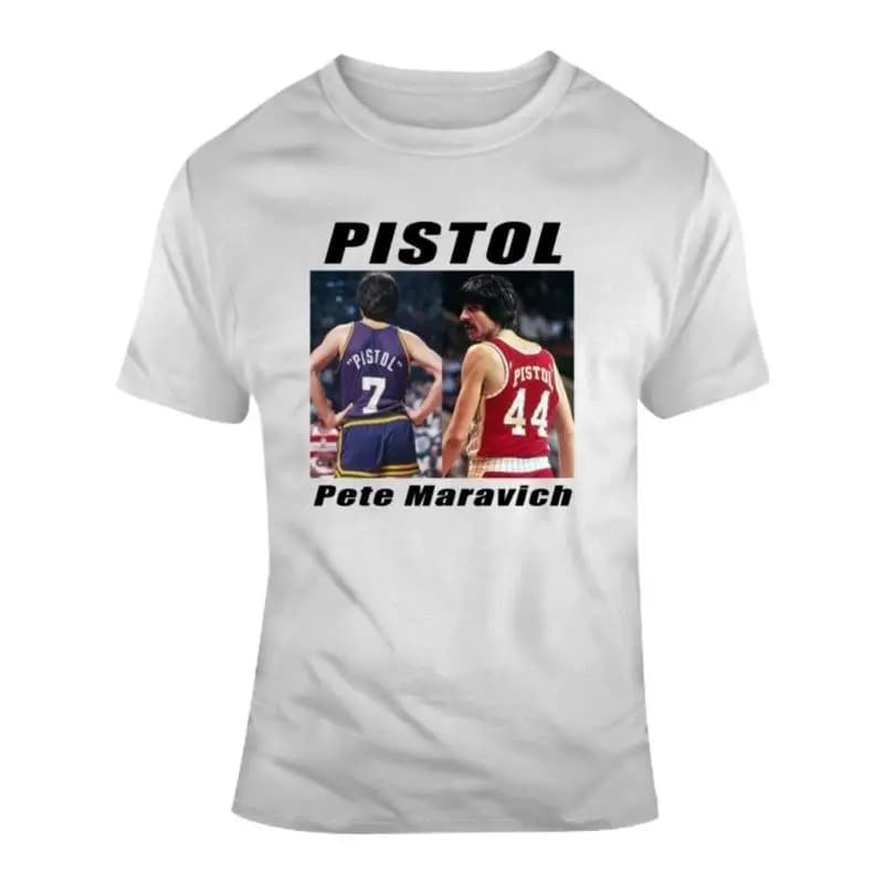 Maglietta per tifosi di capra da basket con pistola Pete Maravich Legend