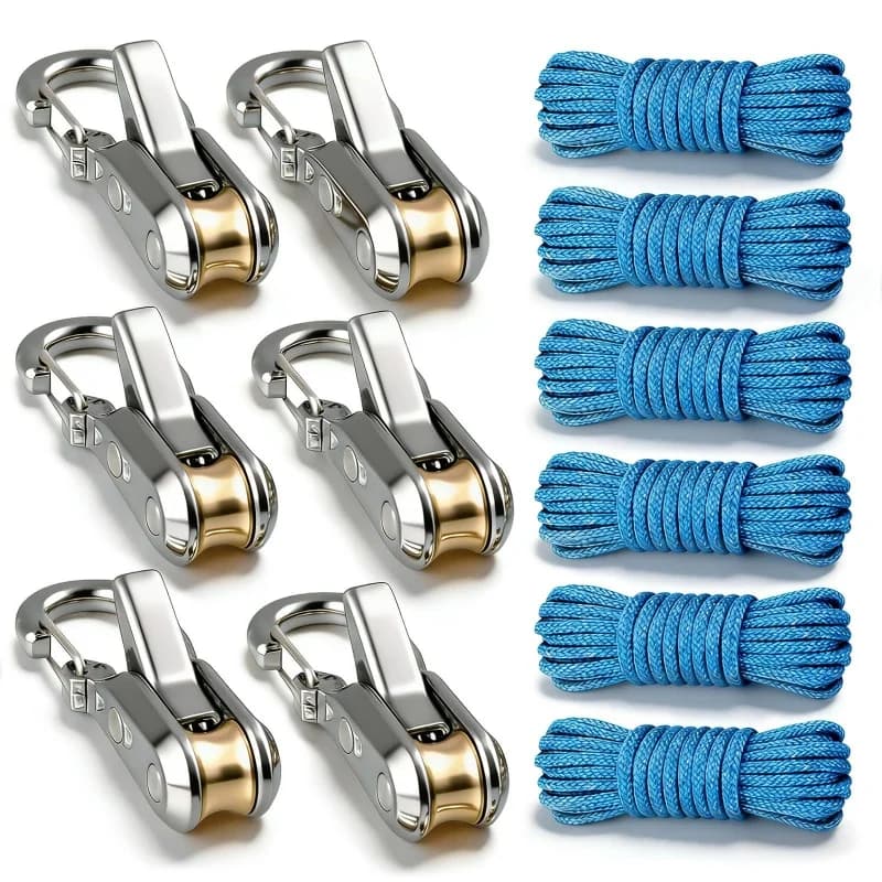 Rope Tying Tool And Tensioner with Roller Tensioner Heavy-Duty Retractable Buckle for Camping Boating Home Storage Outdoor Tool