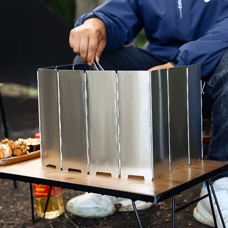 Ultra-light Aluminum Alloy Windscreen for Camping Rings, Foldable with Inserts, Ideal for Open Kitchen and Picnic