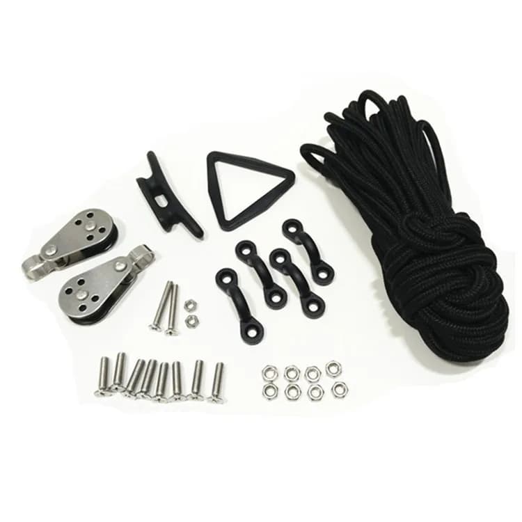 Hardware per sartiame per la pesca in barca Kit di accessori in PVC Gancio di ancoraggio Sedile Puleggia Blocco Corda per giochi d'acqua Artigianato Alla deriva all'aperto