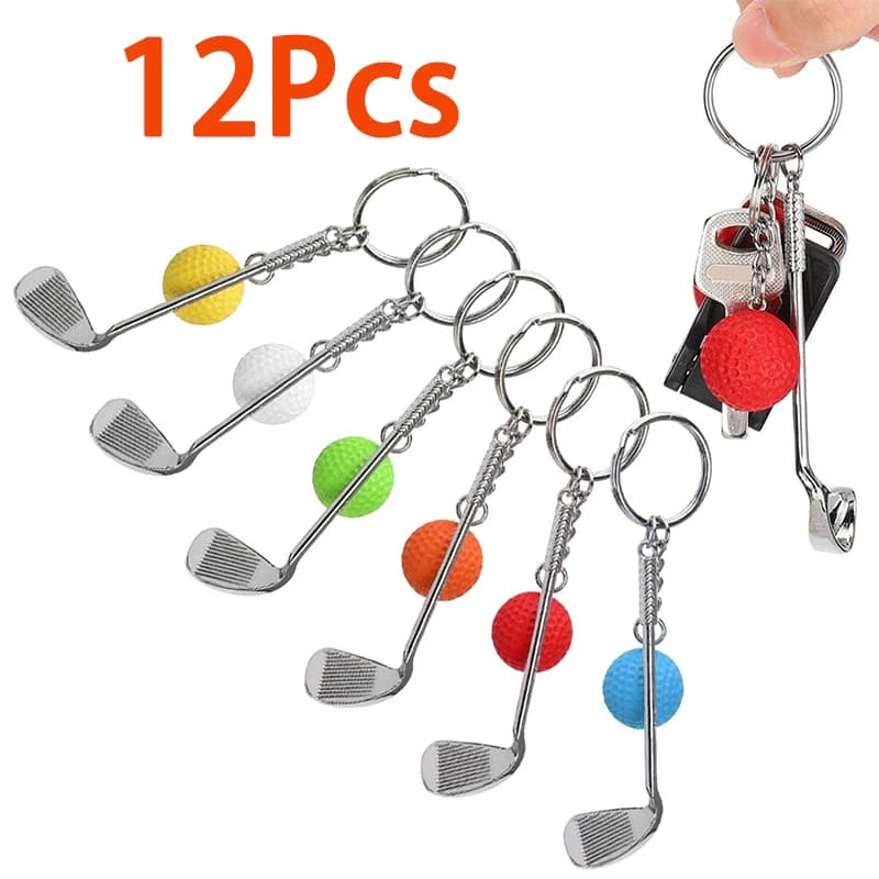 12Pcs Mini Golf racchetta palla ciondolo portachiavi portachiavi mazza da Golf e palla portachiavi regalo per borse o decorazione chiave