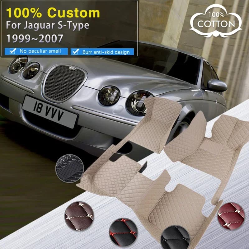 Tappetini per auto completi per Jaguar S-Type SType S Type 1999 ~ 2007 Tappeto Tappetino in pelle resistente Anti sporco Pad Parte interna Auto Ac