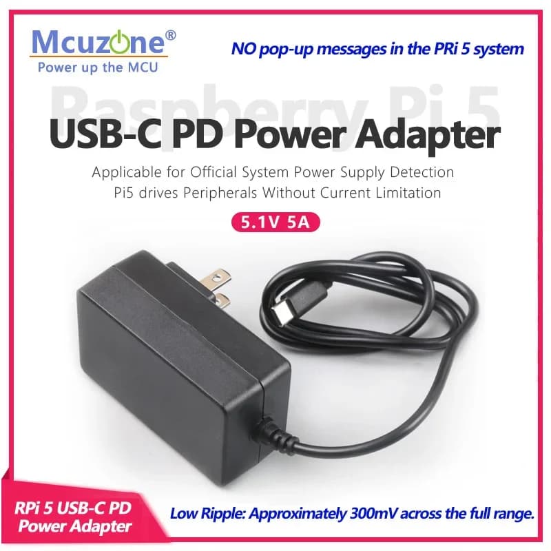 L'adattatore di alimentazione PD USB-C per Raspberry Pi 5 supporta il protocollo di alimentazione PD | Porta USB-C da 27 W