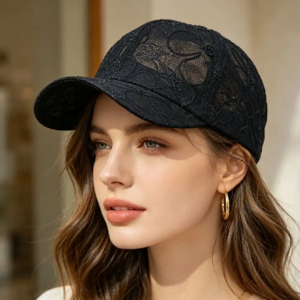 Lace Flower Embroidery Summer Baseball Cap Hollow Floral Sun Protection Breathable Baseball Hat Adjustable Women's Hat
