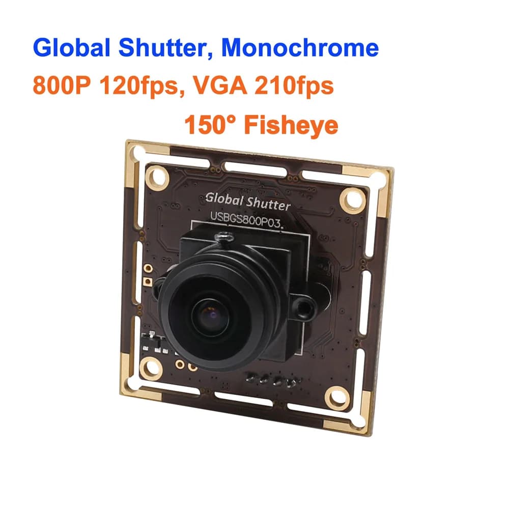 USB Global Shutter Camera 120fps OV9281 HD 1280x800 Monochrome Industrial Webcam Manual Focus 150° Fisheye UVC Plug and Play