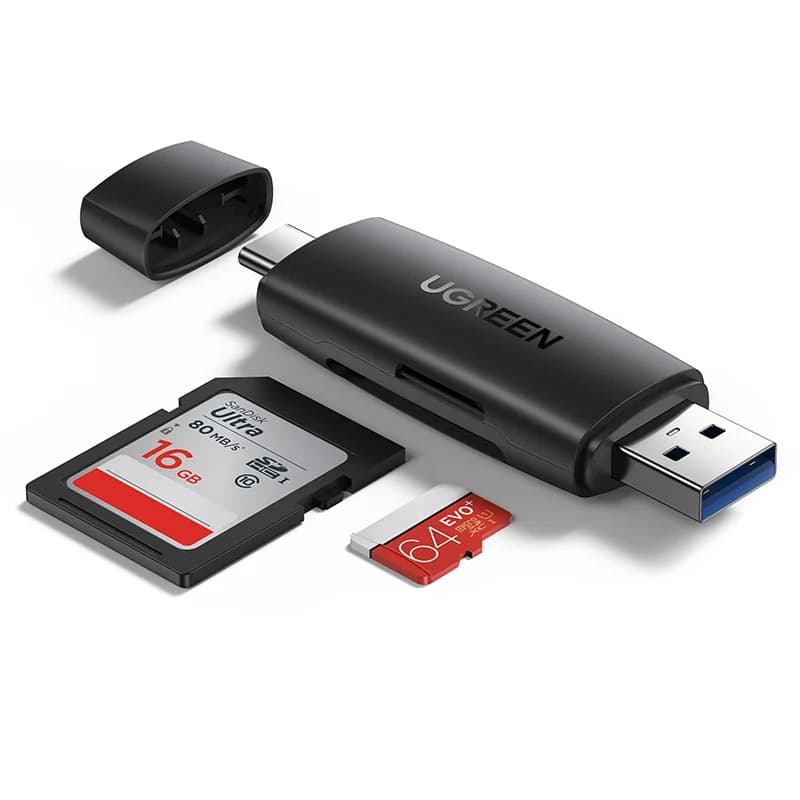 Lettore di schede SD UGREEN Lettore di schede di memoria USB 3.0 USB C Adattatore per schede OTG per SD Micro SD SDHC SDXC MMC