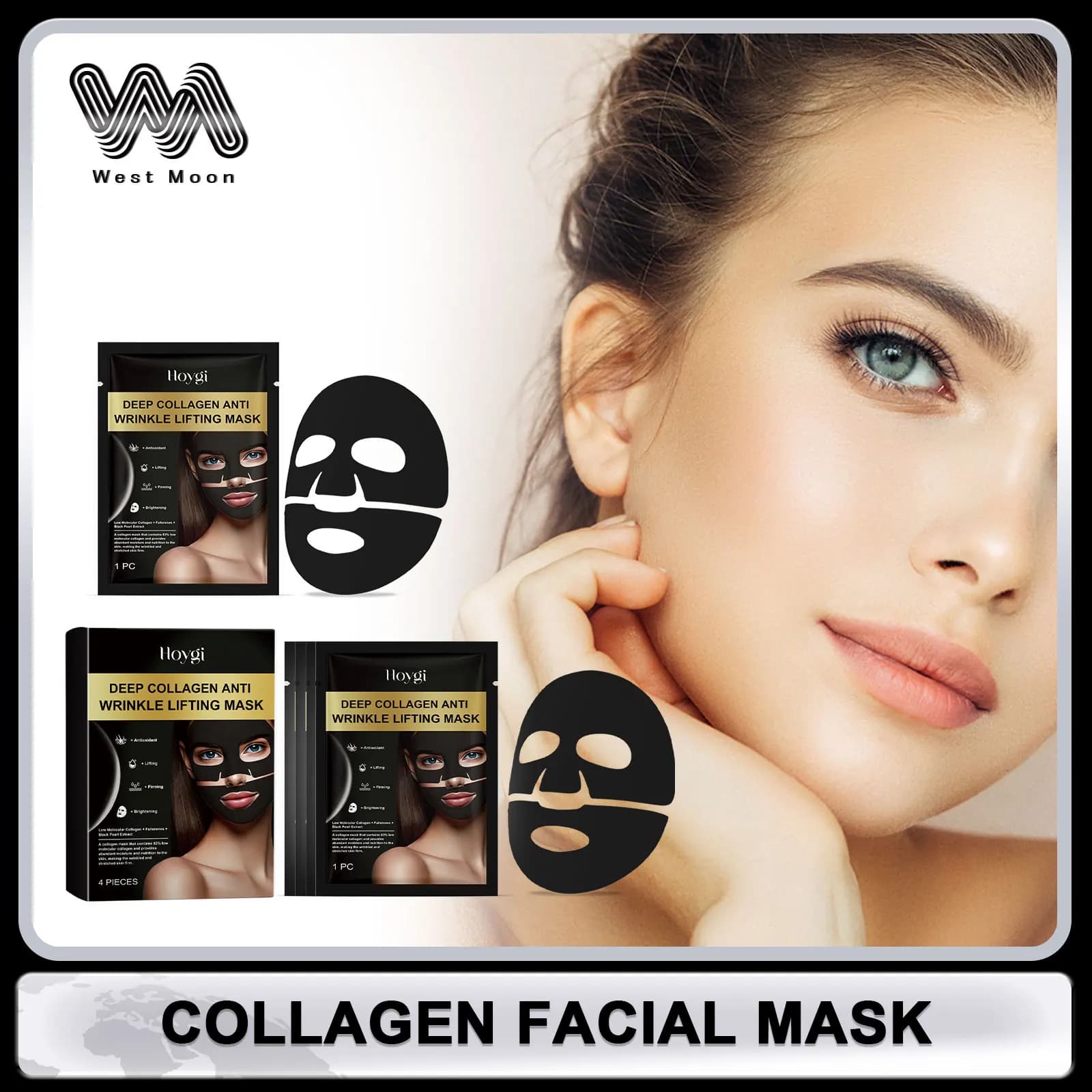 Maschera per il viso al collagene Restringimento dei pori Maschera per il viso al ringiovanimento Riduce le linee sottili Rassodante Idratante Illumina il prodotto per la cura della pelle