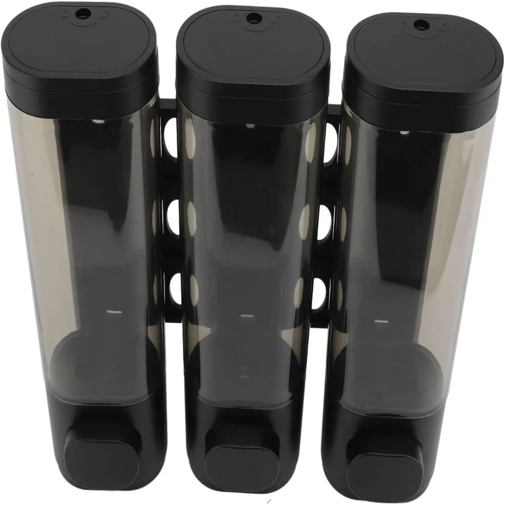 Wall Mounted Shampoo Conditioner Dispenser No Drill Transparent Shower Soap Dispenser 300ml Container 3 in 1 Body Wash Dispenser