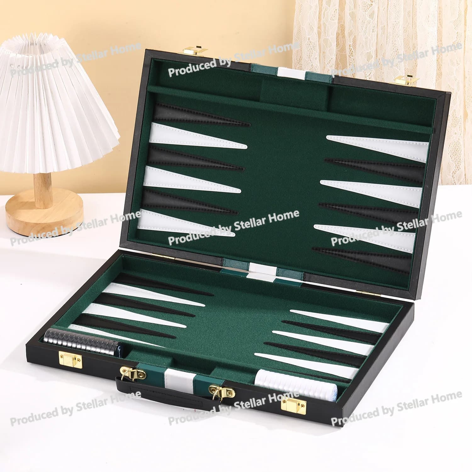 Set da tavolo da gioco Backgammon Confezione regalo Scatola regalo per imballaggio scatola di scacchi portatile di fascia alta in pelle PU