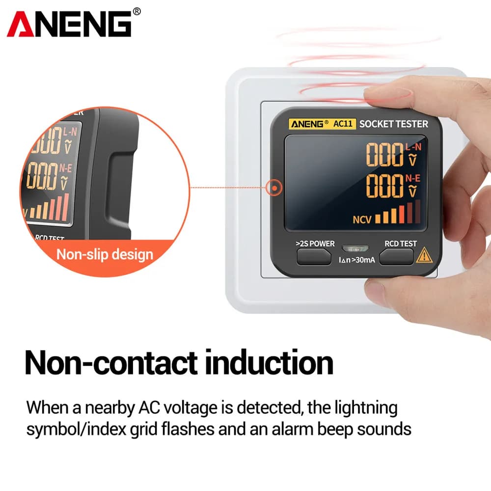 Digital Smart Tester for ANENG AC10 AC11 Phase Detector Earth Neutral Spina US EU UK