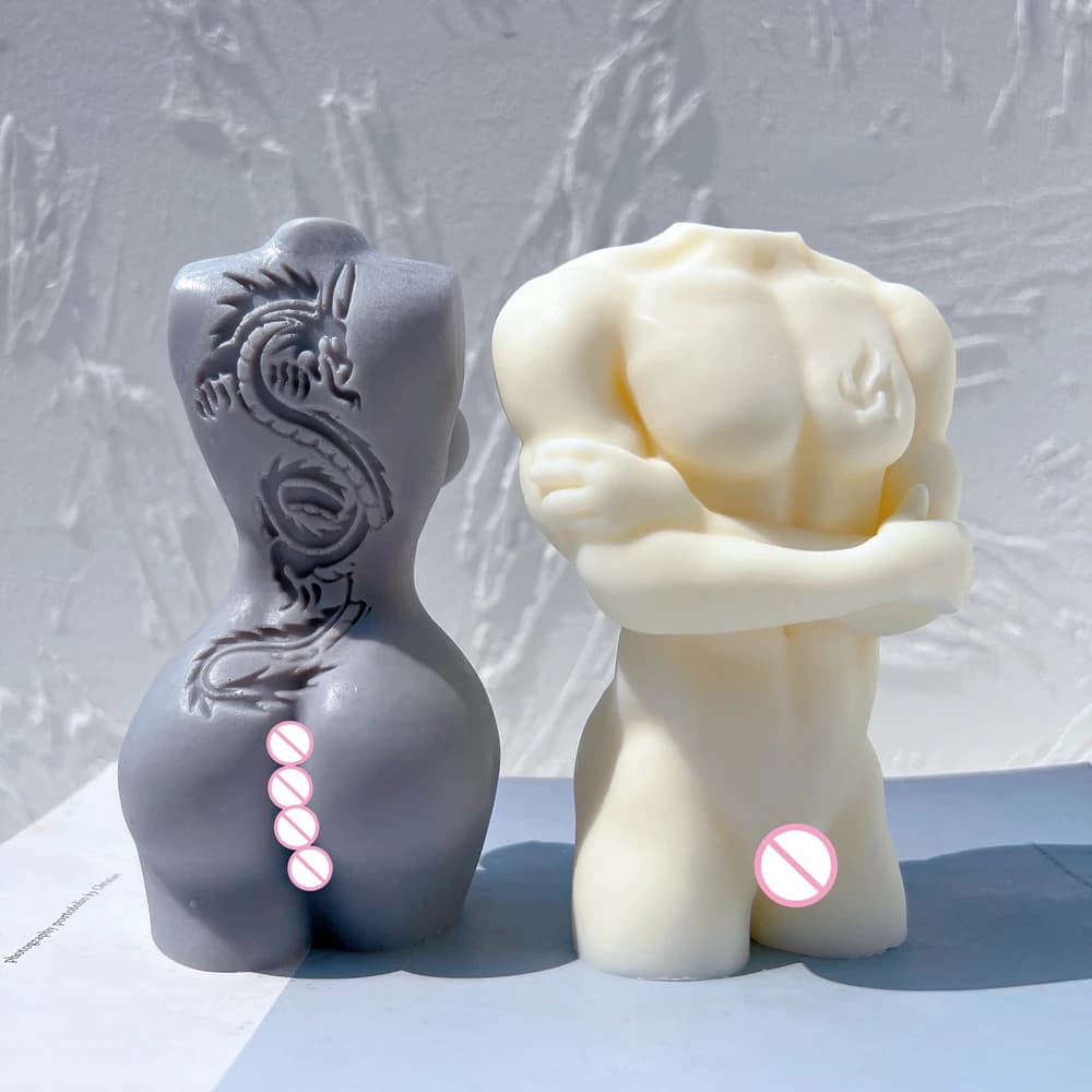 3 disegni drago tatuaggio uomo donna corpo candela stampo femminile umano Torso dea leone corpo stampo in Silicone per arte in resina