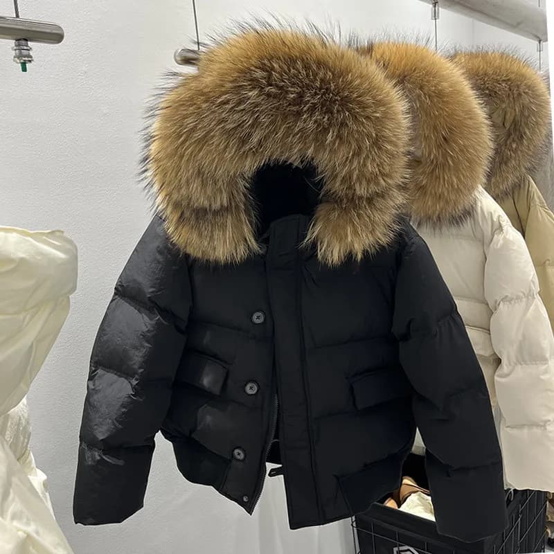 2025 Giacca invernale in cotone caldo casual con collo in pelliccia grande con cappuccio per bambini in stile occidentale di nuovo stile invernale