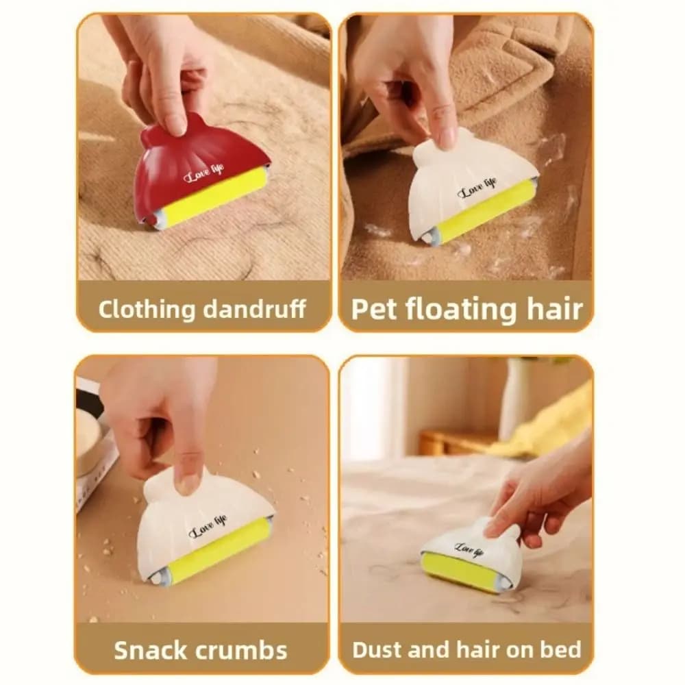 Mini rullo per lanugine lavabile a forma di conchiglia, superficie appiccicosa, rimozione peli di animali domestici, riutilizzabile, facile da usare, strumento per la rimozione della pelliccia per interni auto