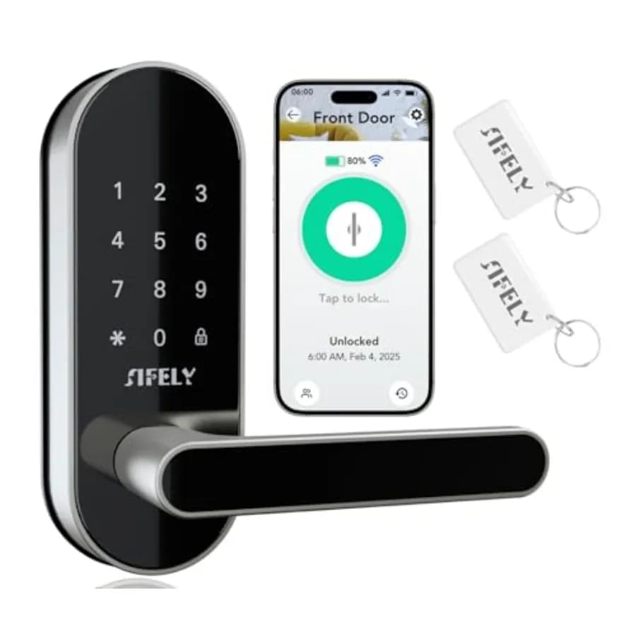 Serratura Intelligente WiFi Integrata con Maniglia, Accesso Senza Chiave tramite App, Codici, Carte, Chiave, Sblocco Vocale e Remoto, Blocco Automatico, Registrazione Accessi