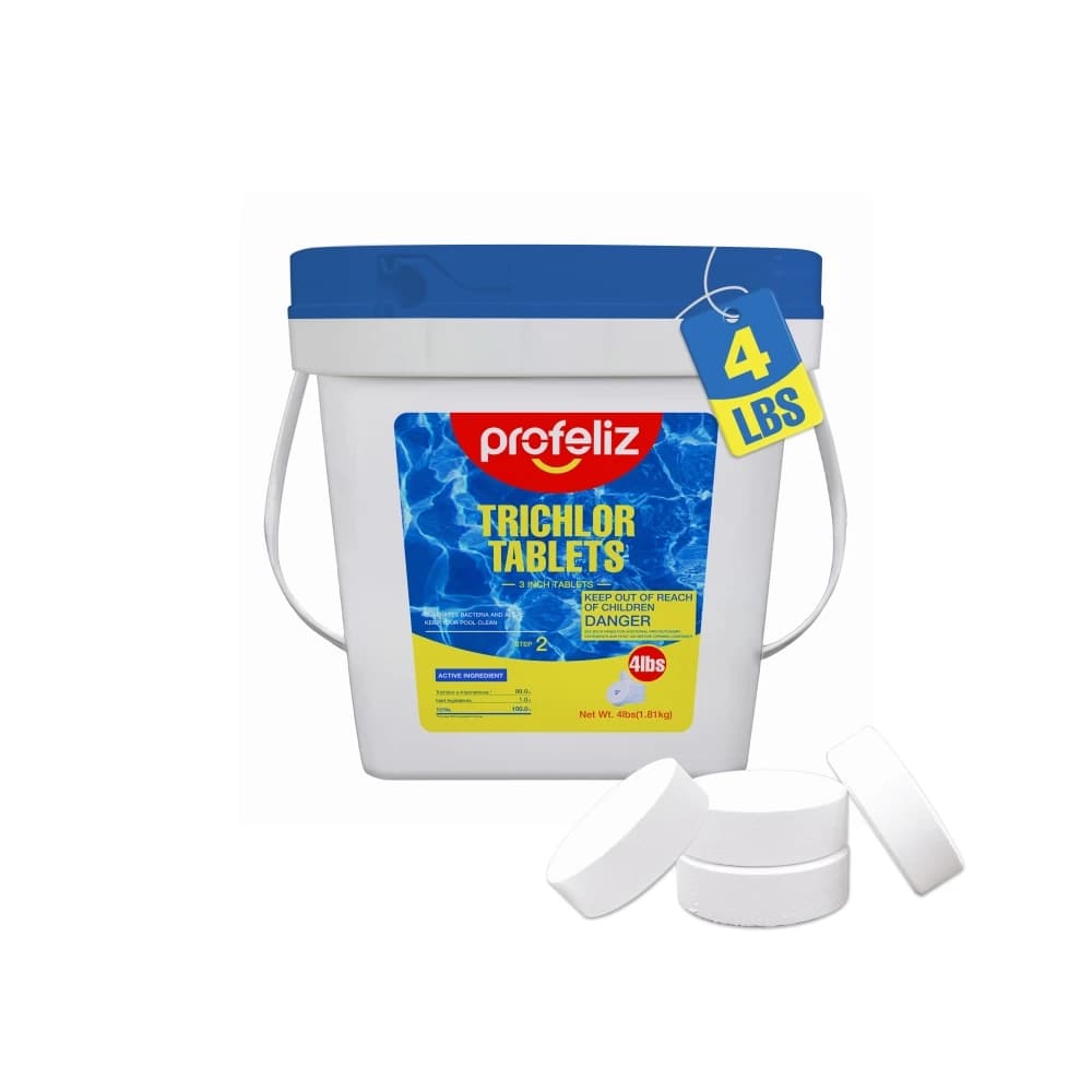 3 inch PROFELIZ chlorine tablets for pools, kills bacteria and stops algae, slow dissolution, chlorine tablets for pool, 4 pounds