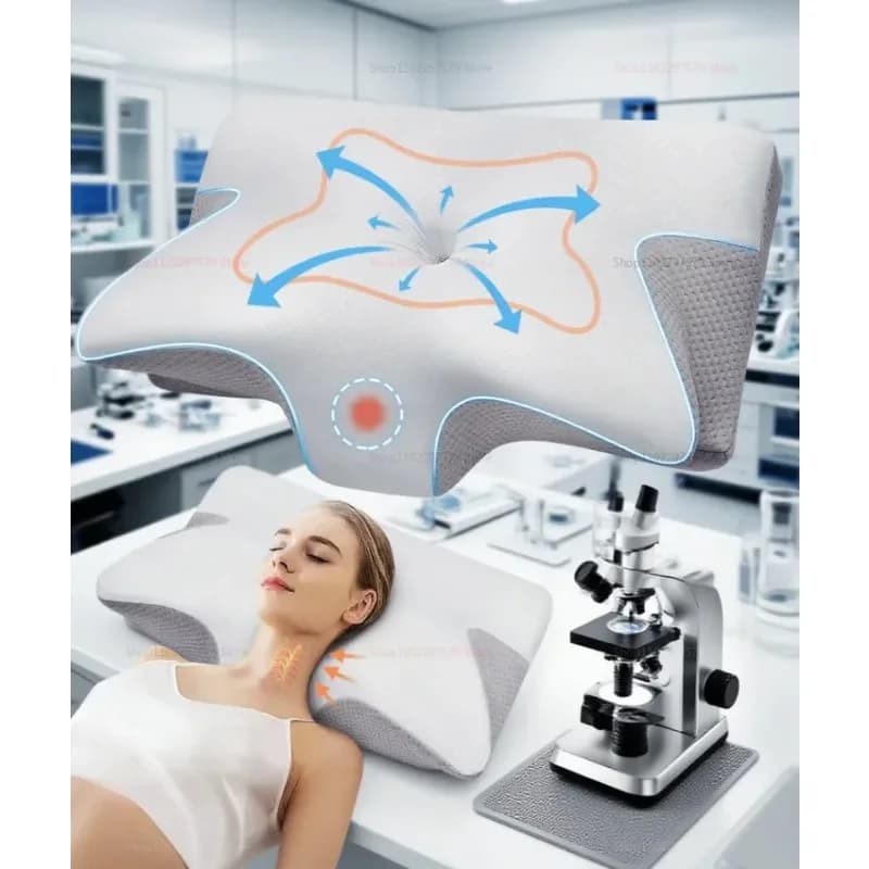 Cuscino ortopedico ergonomico 2 in 1 con fodera rimovibile e cuscino cervicale in memory foam per alleviare il dolore al collo