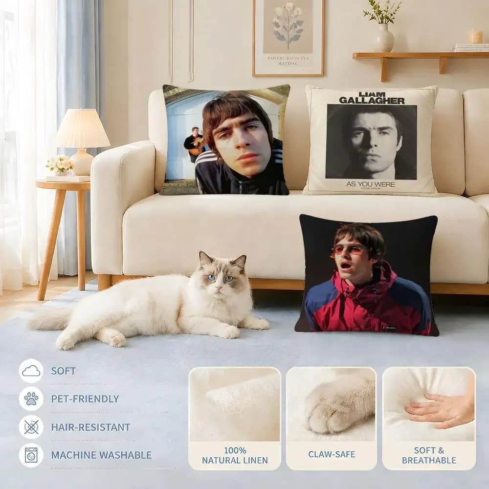 Cushions Covers Sofa Cat and dog friendly Celebrity L-Liam GallagherS Cushion Cover Decorative Pillowcase Chairs 45x45 40x40