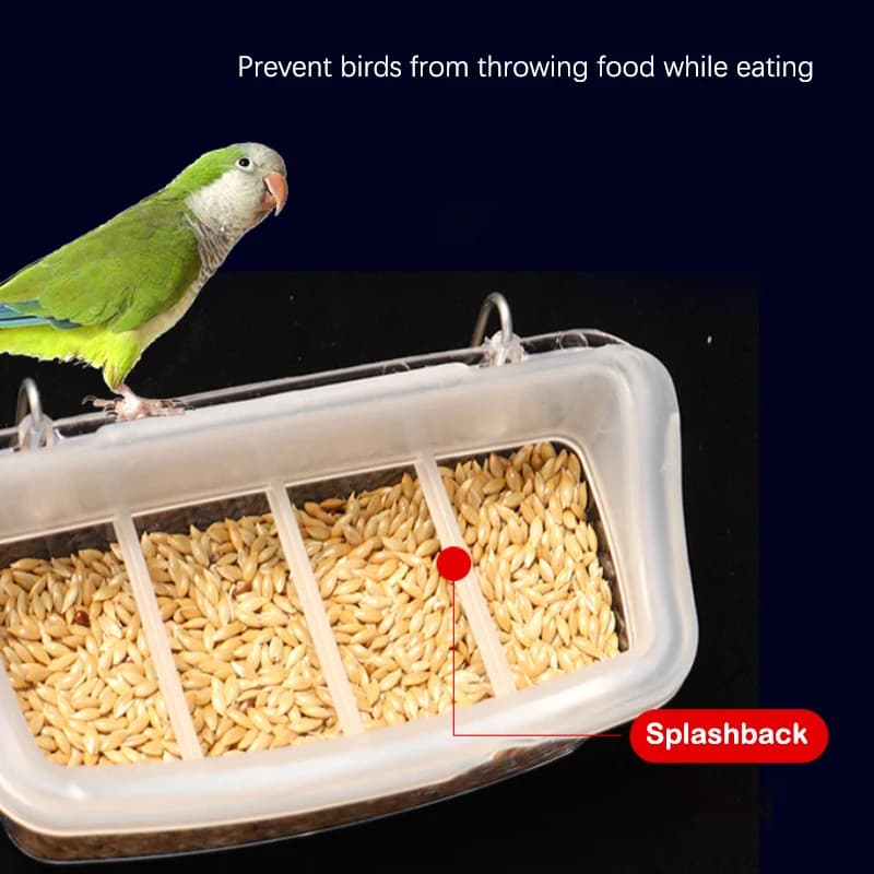 Mangiatoia e Abbeveratoio per Pappagalli, Accessori per Gabbie, Ciotola Sospesa per Acqua, Contenitore in Plastica per Cibo