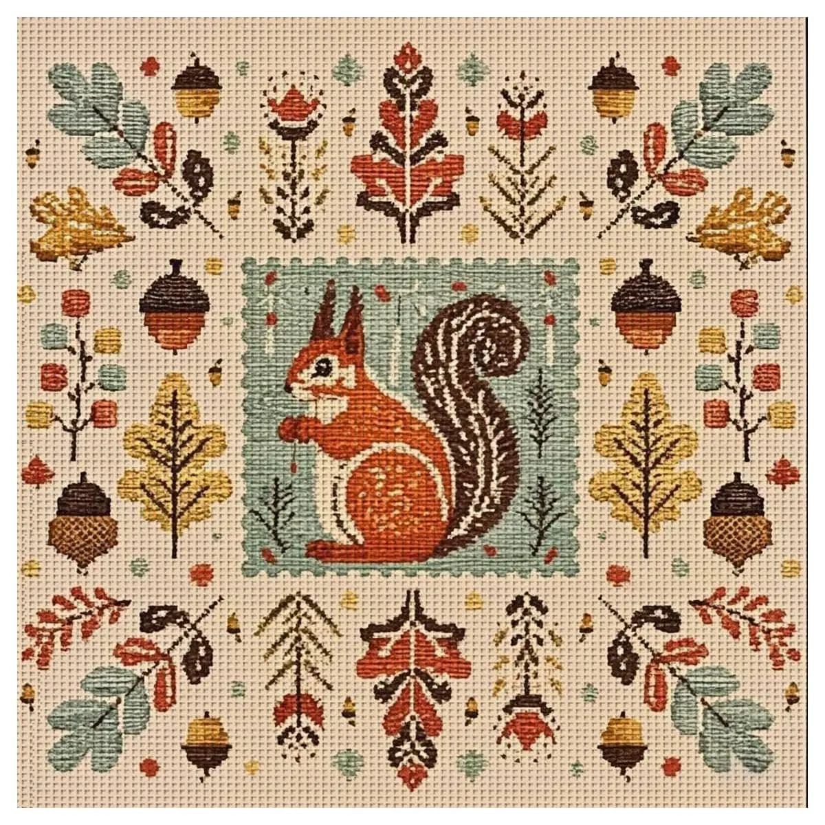 1pc 40X40CM/15.74inch Squirrel stamped cross stitch kit DIY kit 11CT/14CT DIY Embroidered set DIY Cross-Stitch Set