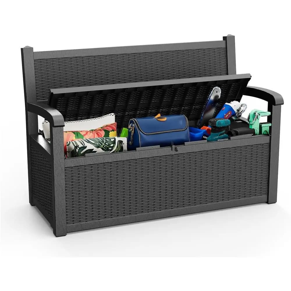 Contenitore da Esterno con Serratura da 80 Galloni - Box Impermeabile per Patio, Giardino e Veranda - Ideale per Conservare Attrezzi e Cuscini