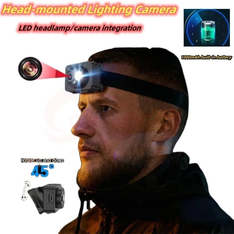 2MP Action Camera with Integrated Lighting, 1000mAh Battery, Intelligent Sports Camera with LED, 1080P HD Video Recorder