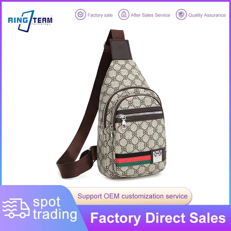 Men's Multifunction Shoulder Bag, Fabric Shoulder Bag, Casual Shoulder Bag with Hole for Earrings