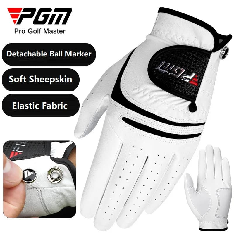 PGM 1 pz guanti da golf da uomo guanti sportivi in vera pelle traspirante guanti per mancini destrimani elastici antiscivolo aiuti da golf con marchio