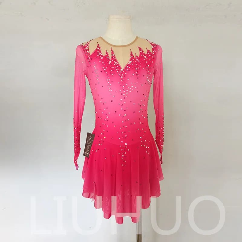 LIUHUO Pattinaggio di Figura sul Ghiaccio Vestito Ragazze Donne Adolescenti Elastico Spandex Concorso All'ingrosso BD1732