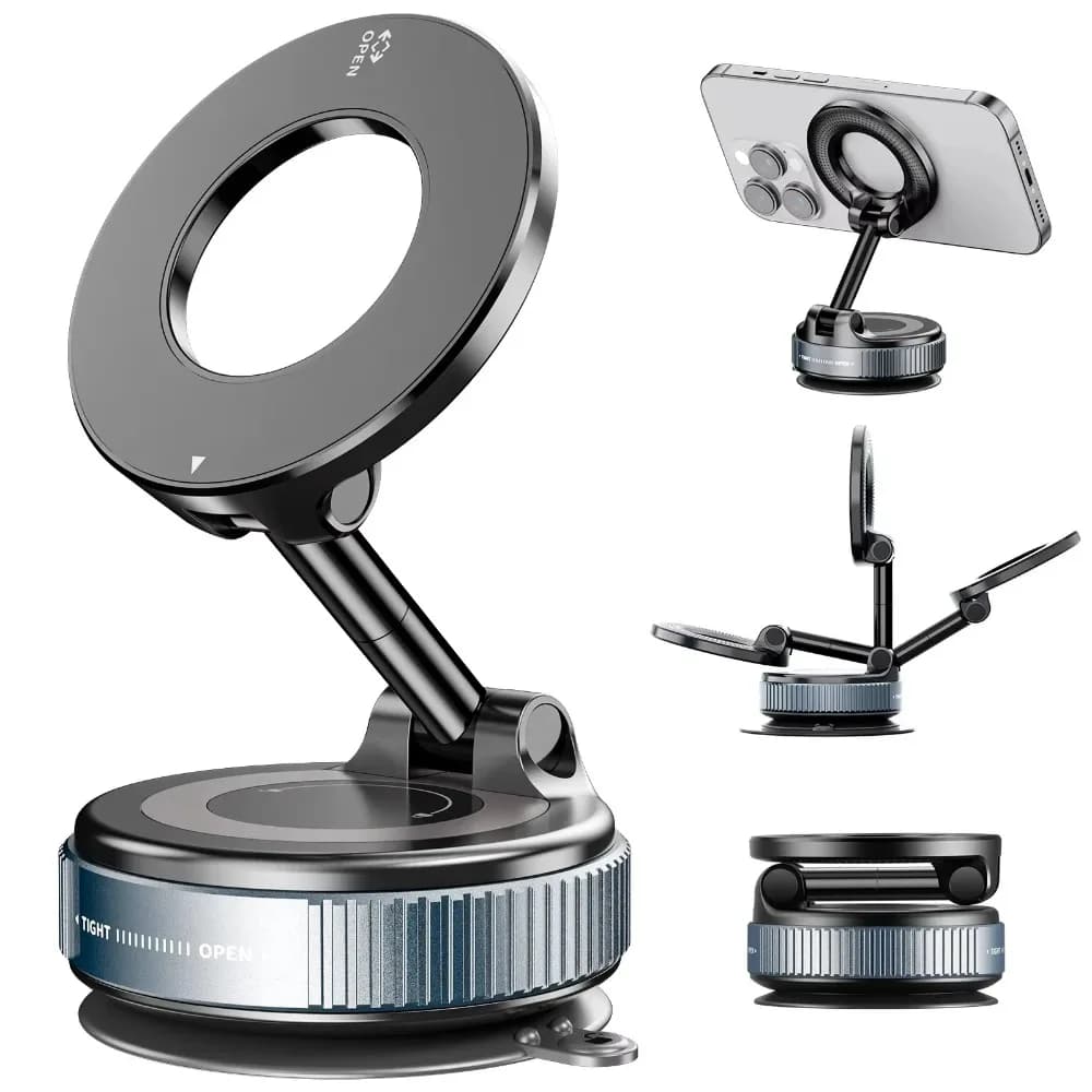 Mechanical Vacuum Suction Cup Car Phone Magnetic Holder 360° Rotatable Universal Navigation Bracket for All Size Cell Phone