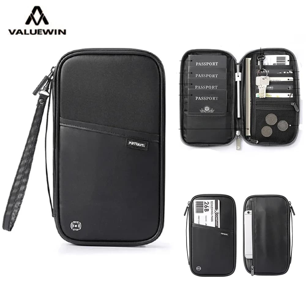 Travel Wallet Passport Credit Card Holder Organizer Bag Abroad Ticket Bag Cash Holder Document Purse Pack Clutch Storage Bag