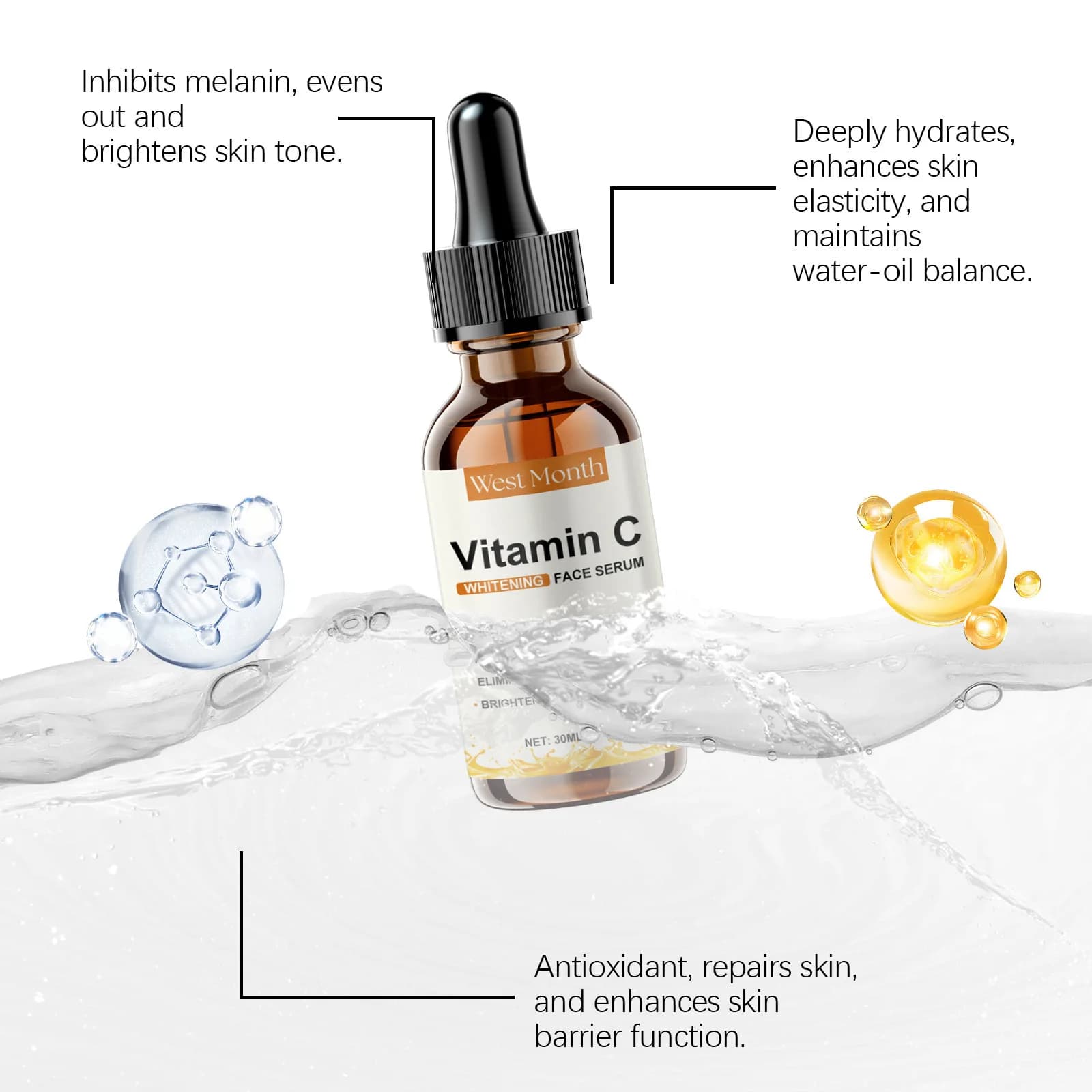 Serum face to vitamin C of the western month moisturizing moisturizing brightening thin lines and smoothes also skin tone nutrient essence for all