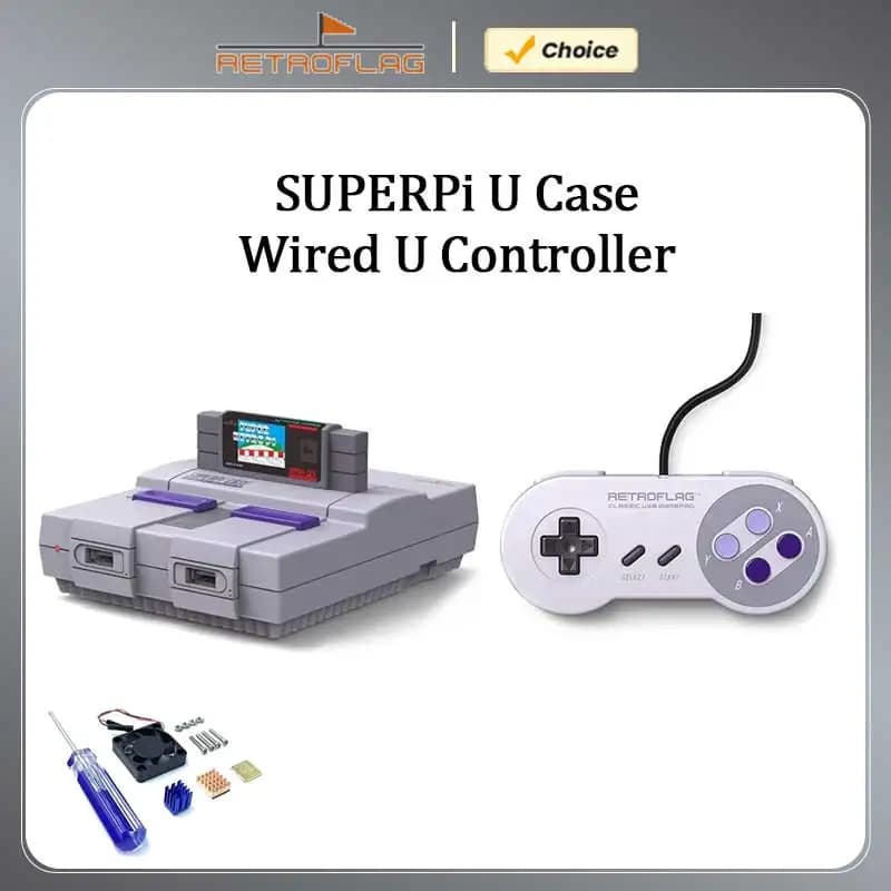 Custodia Retroflag SUPERPi U con controller U cablato per Raspberry Pi 3B+ 2B 3B Deluxe Edition UCase Set