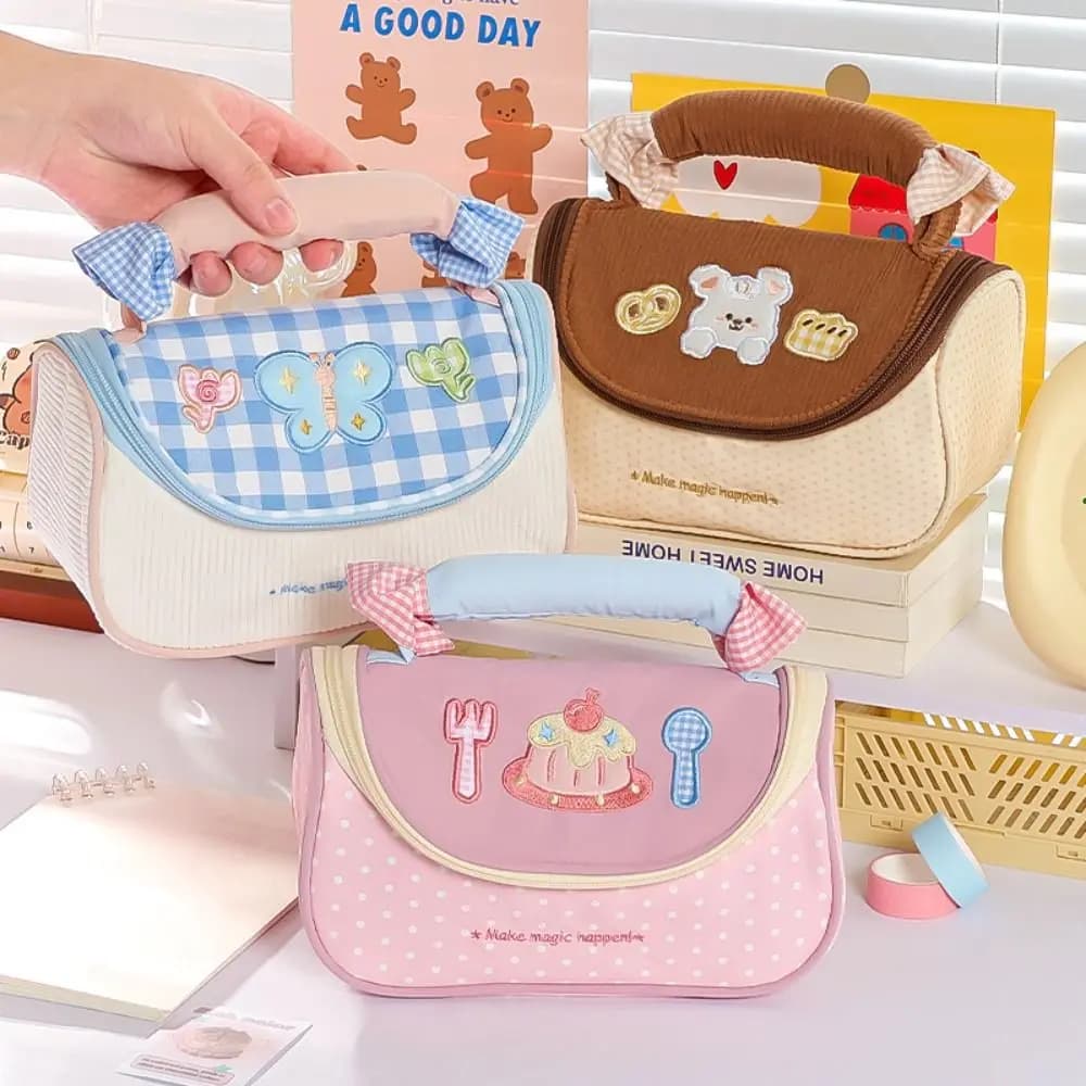 Portable Dopamine Color Pencil Case Multi-functional Large-capacity Pen Bag Stationery Storage Bag School Supplies