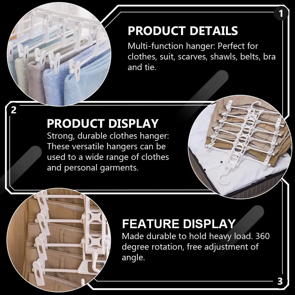 1Pcs Folding Multi-Layer Pants Hanger Plastic Clothes Rack with Clips Adjustable Closet Organizer Multilayers Pants Hanger