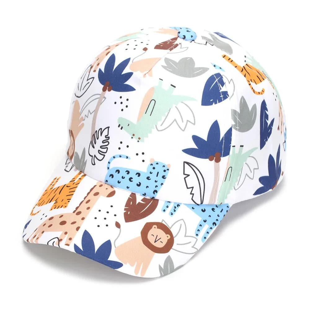 Cute Animal Print Kid Baseball Cap Breathable Sun Protection Wide Brim Visor Hat Adjustable Cartoon Boy Girl Sunshade Cap Hiking