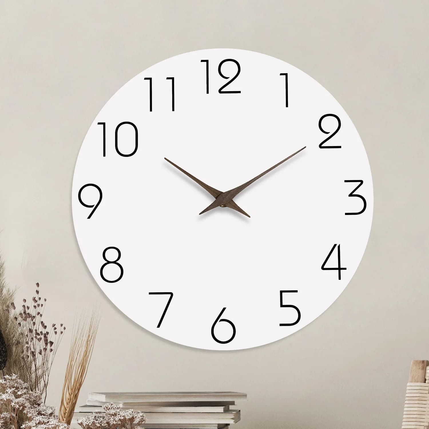 Semplice Orologio da Parete in Legno Bianco per Soggiorno, Camera da Letto, Cucina, Decorazione Casa, Orologio al Quarzo Silenzioso, Regalo per le Feste, 10 Pollici