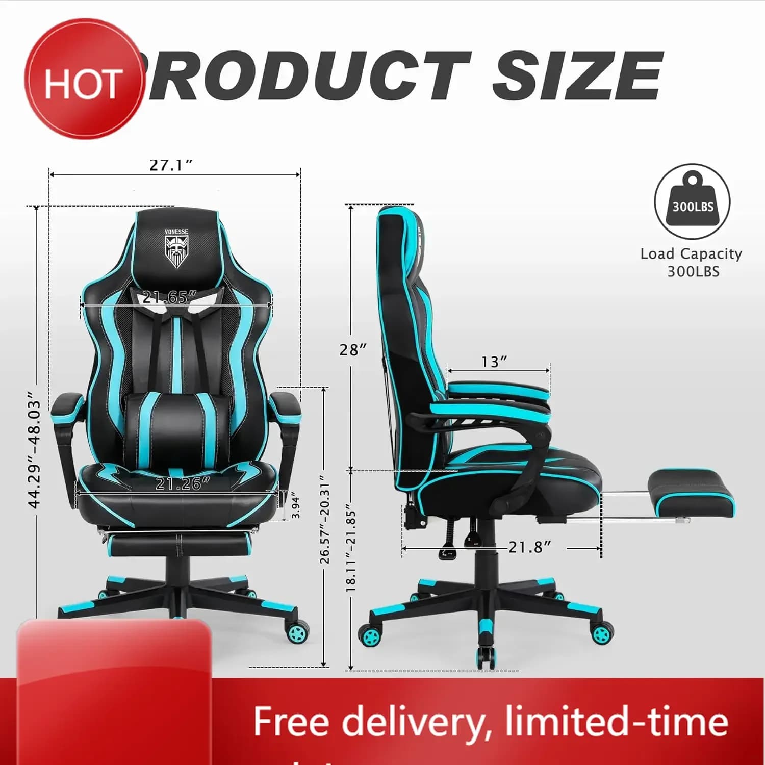 Sedia da Gaming per Adulti con Poggiapiedi, Sedia da Computer Reclinabile per Persone Robuste, Ergonomica per Persone Grandi e Alte