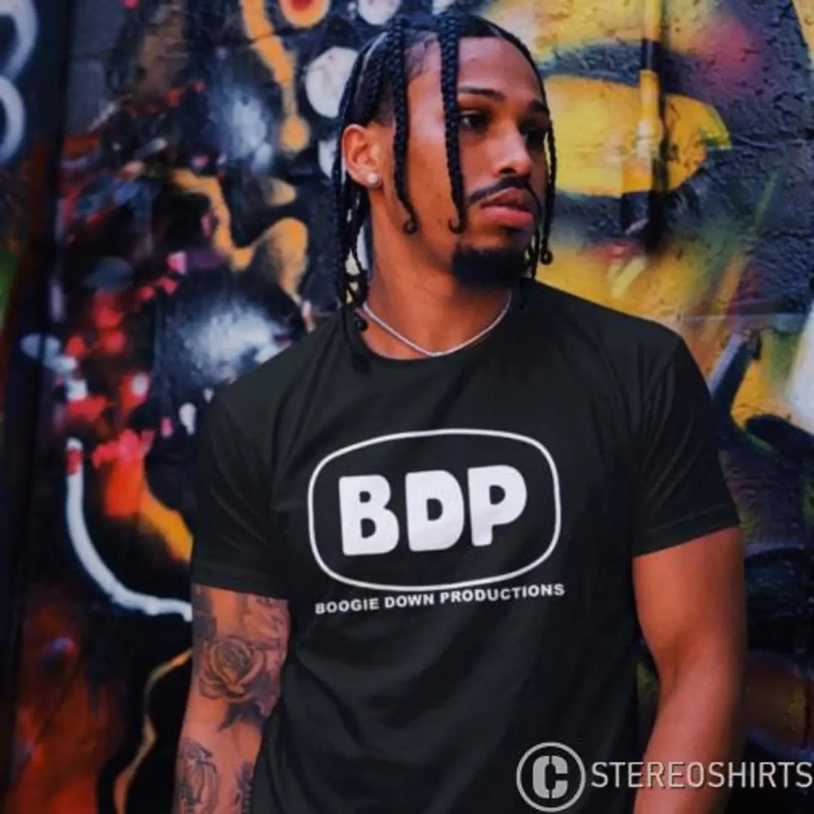 T-shirt BDP SS105 100% Cotone Nero Vintage Lavato Leggermente Casual Abbigliamento Grafico Designer Morbido Traspirante Streetwear