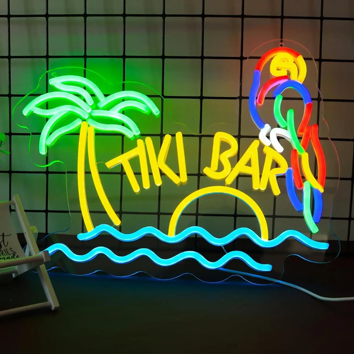 Insegna al Neon Tiki Bar a Tema Spiaggia, Luci LED Neon Dimmerabili USB per Feste Tiki Bar, Taverne, Bistrò, Negozi, Decorazione Murale, Insegna Luminosa
