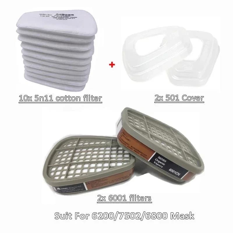 Respiratore a spruzzo per verniciatura chimica a gas 6001 6002 6004 Scatola di cartucce Set di filtri in cotone 5N11 per 3m 6200 7502 6800 Maschere antipolvere