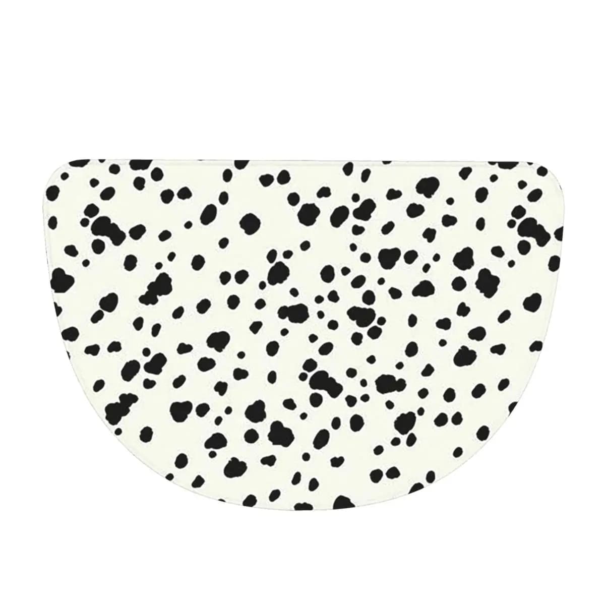 Dalmatian Dog Texture Soft Flannel Half Round Doormat Non Slip Bathroom Mat Absorbent Floor Carpet for Living Room