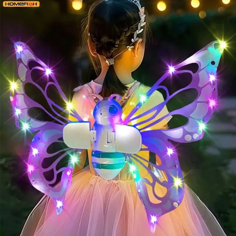 Electric Butterfly wings Elf wings moving with light fairy wings for kids Birthday Christmas Cosplay Dress Up Angel Girls Toy