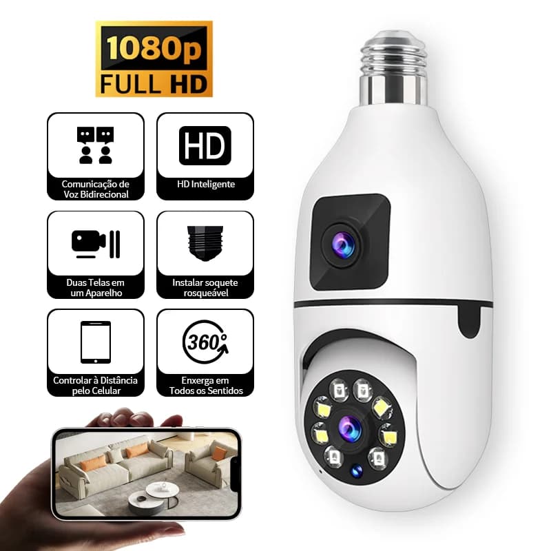 Lampadina Telecamera WIFI Doppia lente Video di sicurezza Sorveglianza interna Monitoraggio umano Telecamere audio bidirezionali wireless Visione notturna a colori